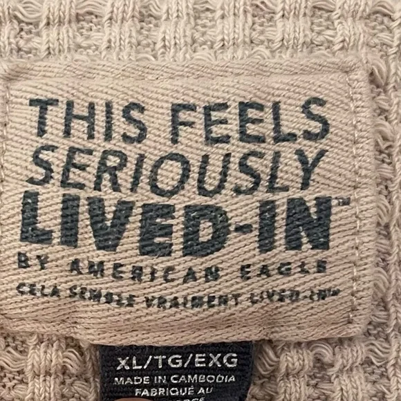 American Eagle AE Oversized Waffle V Neck Pullover XL - Picture 8 of 8